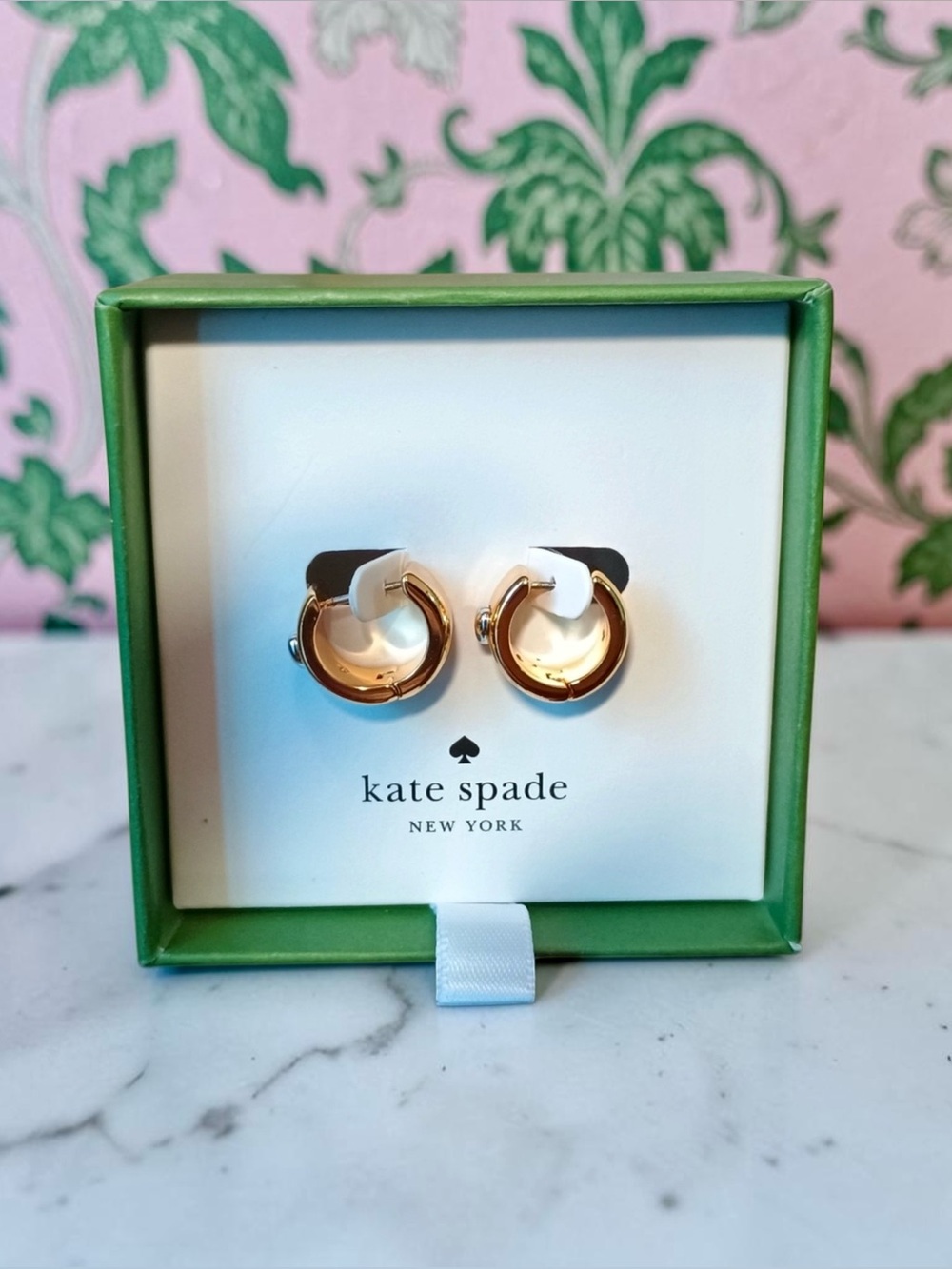 New! Kate Spade Heartful Huggie Hoop Earrings Gold & Silver (NIB)